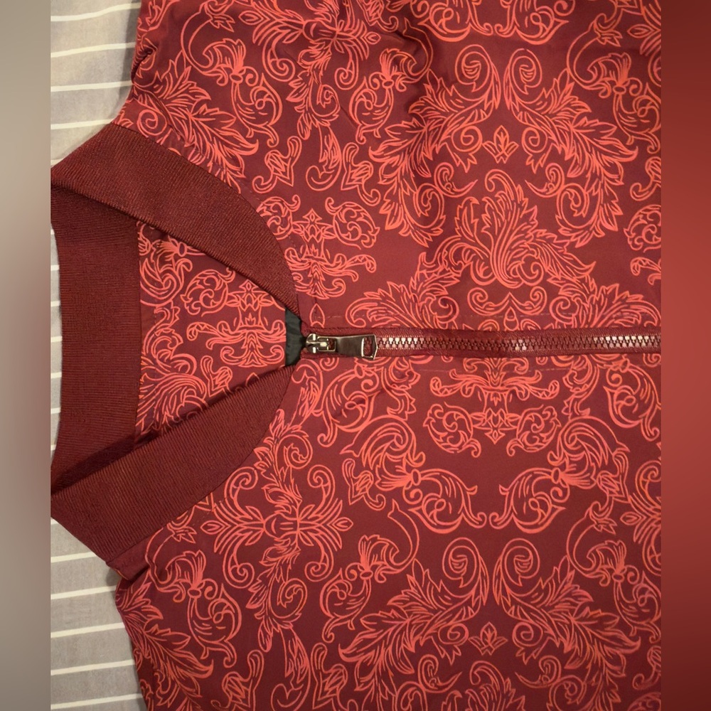 Red Patterned Zip-Up Jacket - Picture 6 of 8